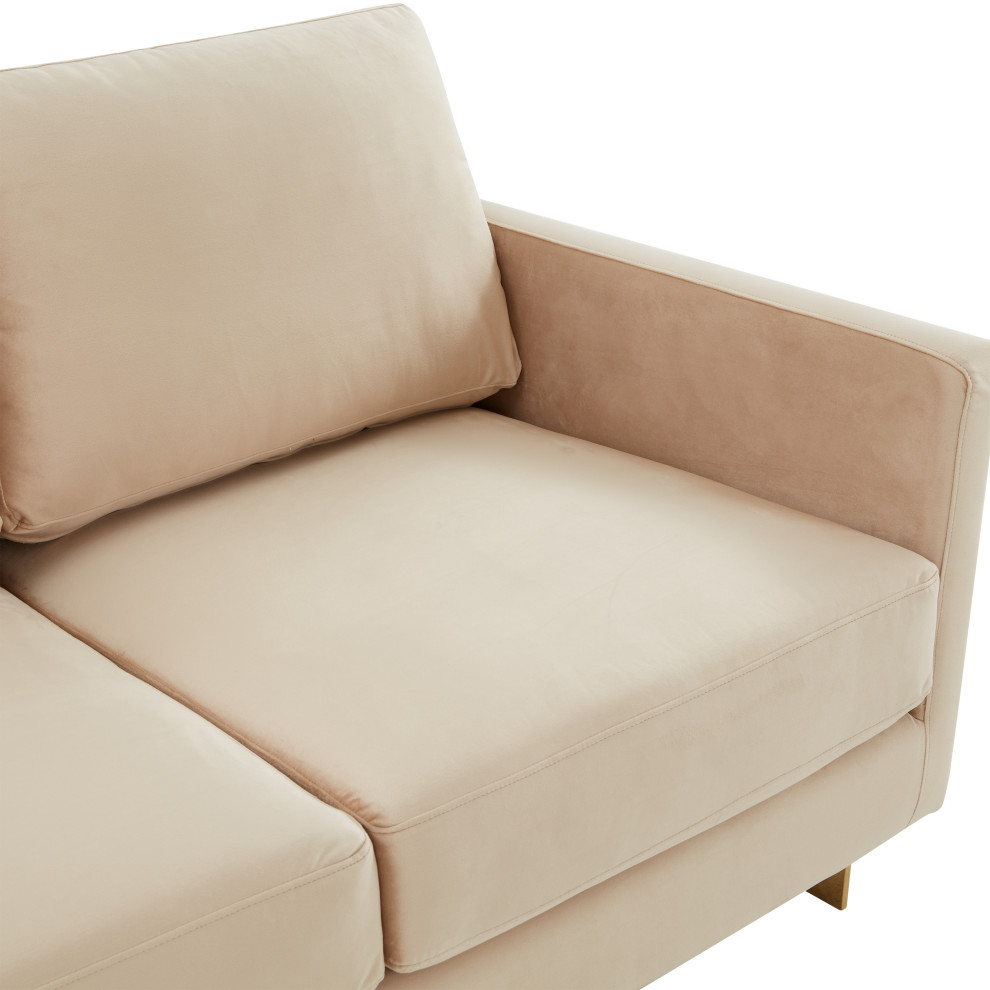 LeisureMod Lincoln Modern Velvet Loveseat With Gold Frame   Contemporary   Loveseats   by LeisureMod  Houzz