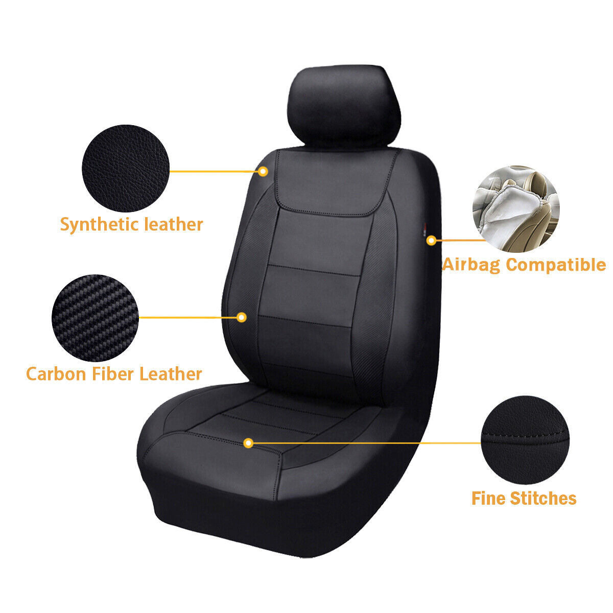 Full Set Deluxe Automotive Leather Universal Car Seat Covers Interior Covers