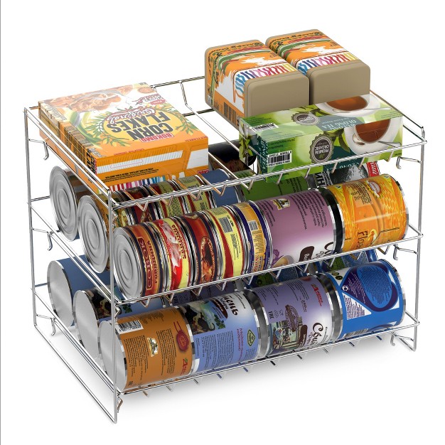 Hastings Home 3 tier Can Dispenser Organizer Rack Storage Accessory For Kitchen Pantry Countertops And Cabinets Chrome