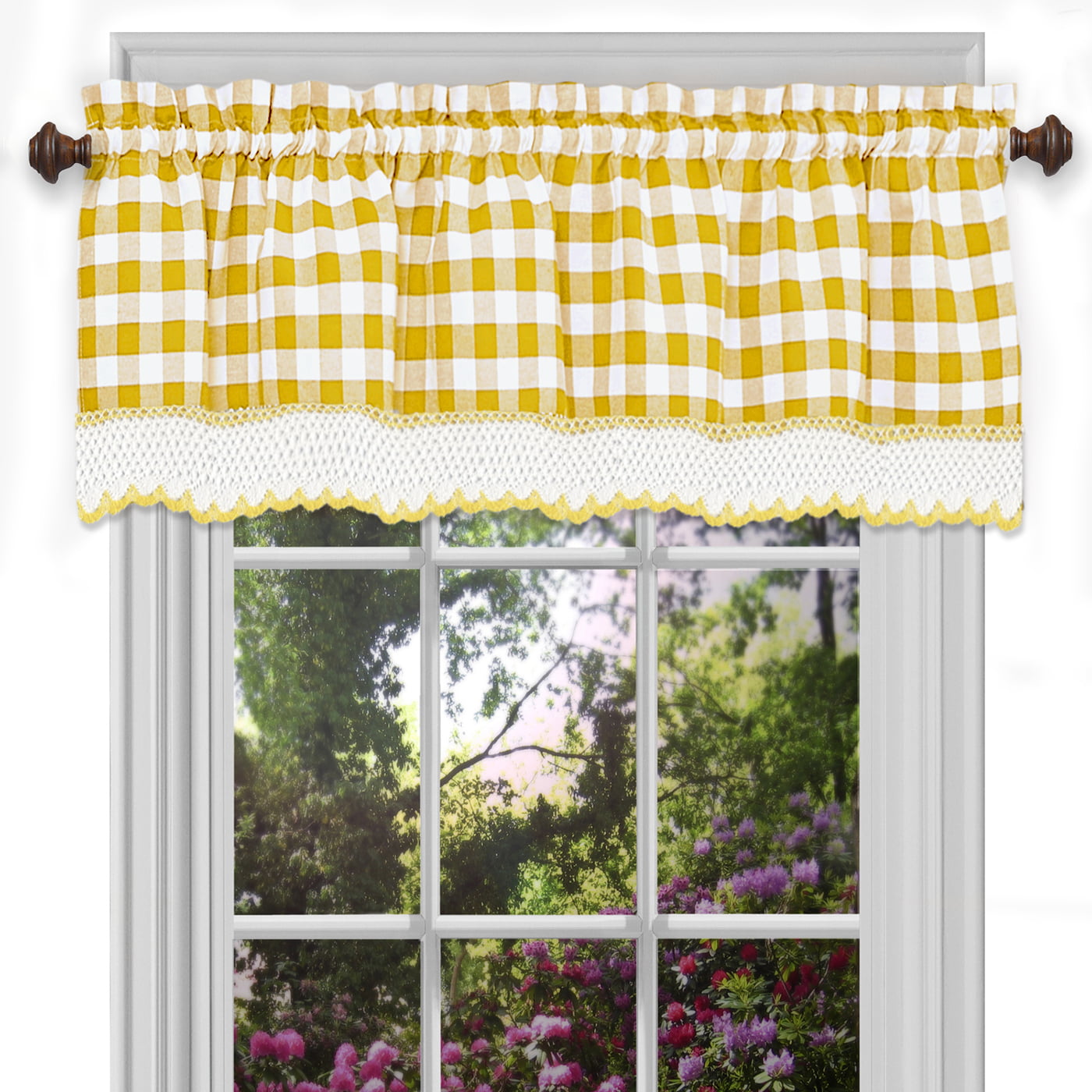 Assorted Checkered Plaid Gingham Kitchen Window Curtain Tier & Valance