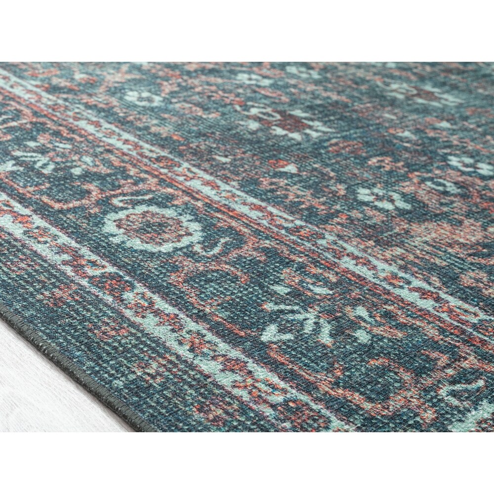 Boho Patio Collection Teal Power Loomed Indoor/Outdoor Area Rug