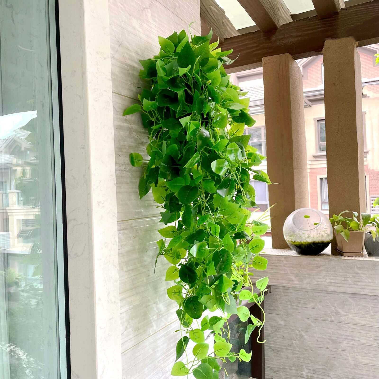 3 Pack Green Silk Pothos Artificial Hanging Plants, Fake Foliage Ivy Vine Garland Vines - 3ft