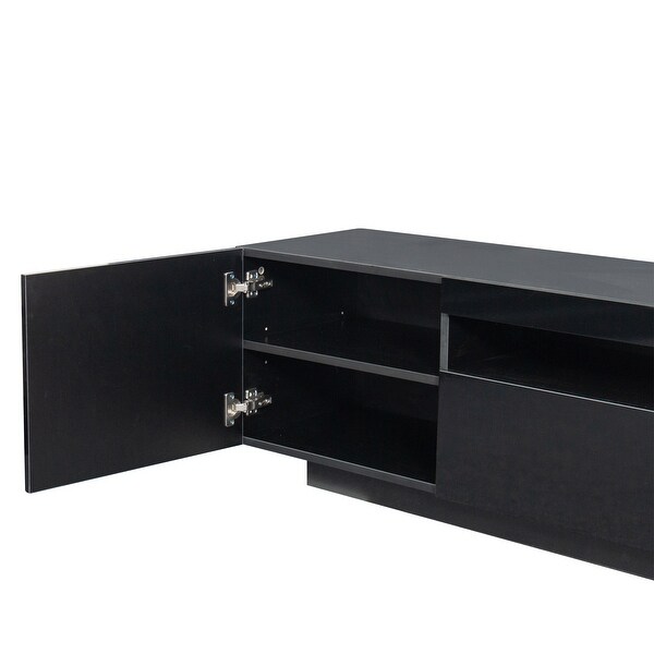 78''L Modern 2 Side Doors TV Stand RGB LED LightsandMulti-Storage TV Cabinet for Living Room Media Entertainment Center