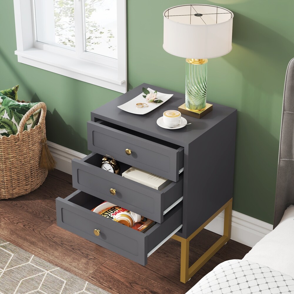 Nightstand  Bed Side Table with 3 Drawers