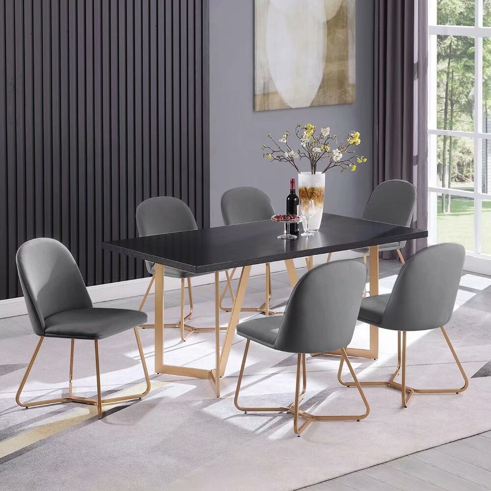 Morden Fort Contemporary luxaury Dinning Table Set with 6 Hexagonal Chair and a DiningTable Set