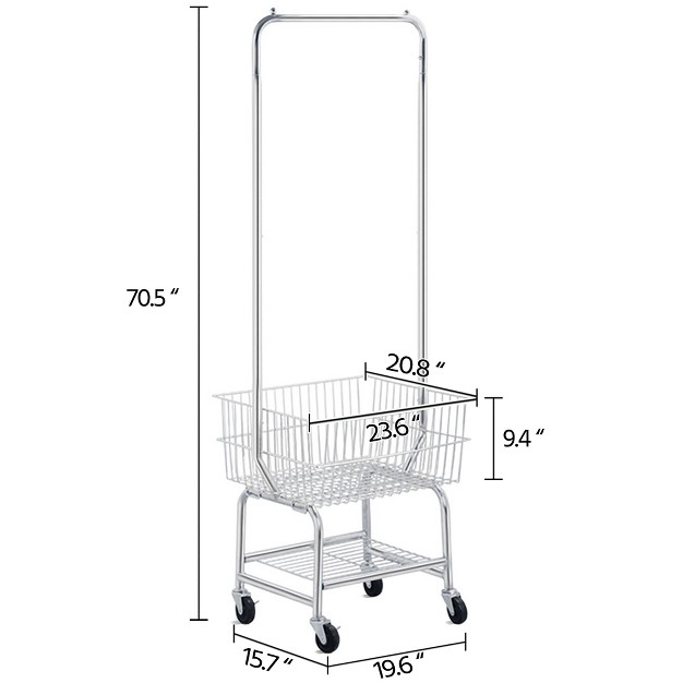 Yaheetech 3 tier Rolling Laundry Cart Laundry Storage Cart On Wheels Silver