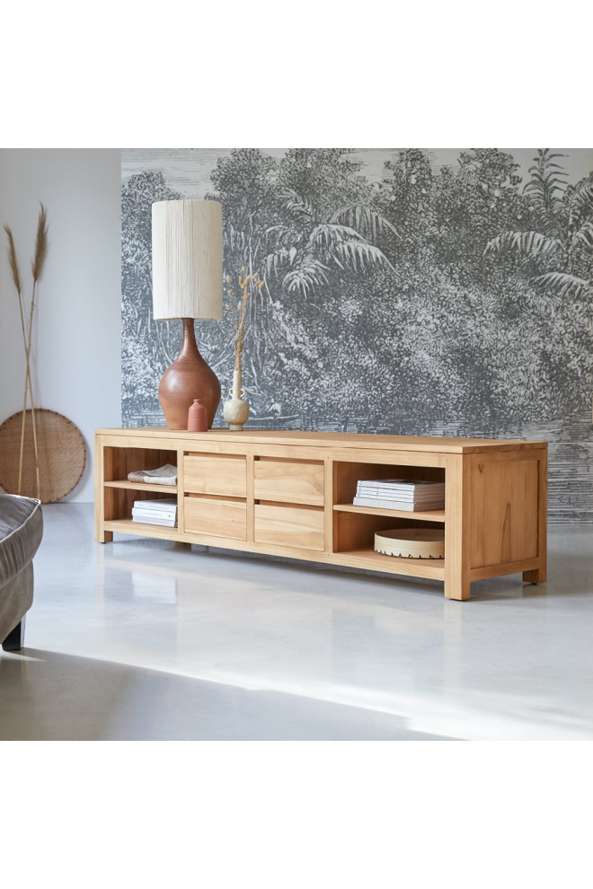 Solid Teak TV Stand  Tikamoon Patio   Transitional   Entertainment Centers And Tv Stands   by Oroa   Distinctive Furniture  Houzz