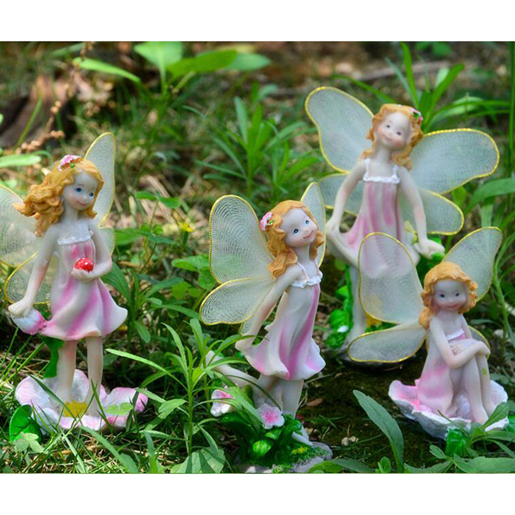 4 Pcs Flower Fairies Miniature Garden Ornaments ， Fairy Animals Dollhouse Plant Pot Figurine DIY Home Decoration Kids Toy Gift