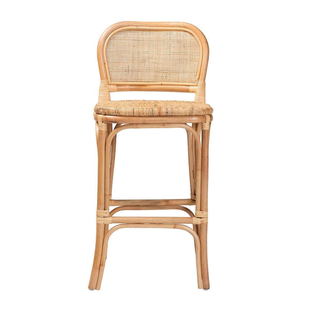 Adrena Modern Bohemian Natural Brown Rattan Stool