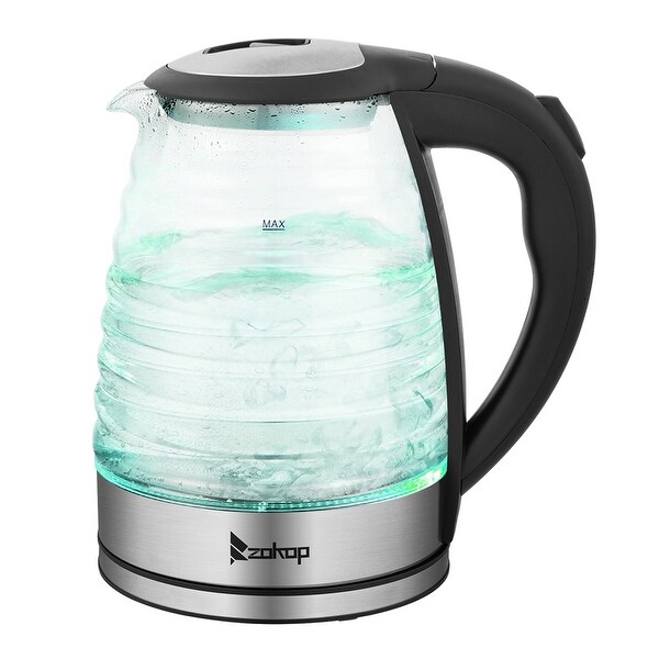 1.8L Stainless Steel Electric Kettle， Borosilicate Glass Kettle