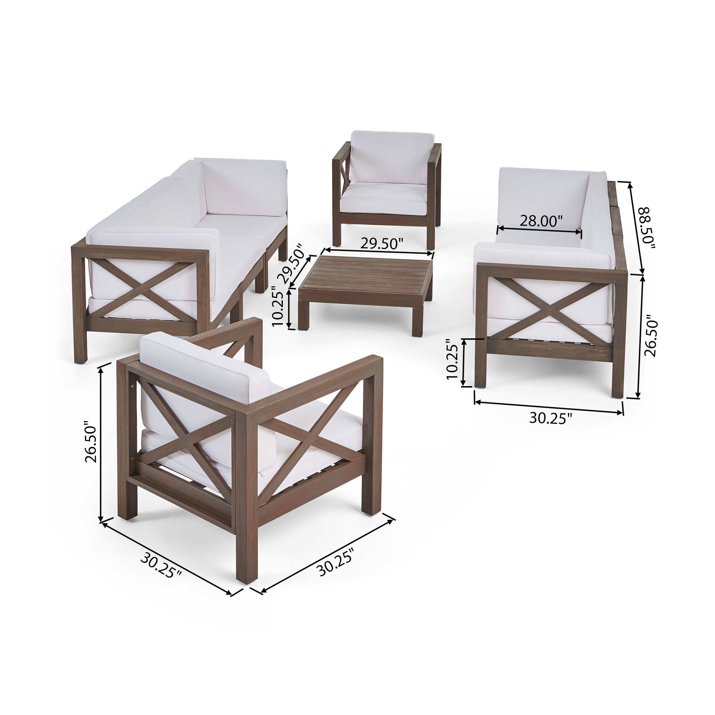 Morgan Outdoor 8 Seater Acacia Wood Sofa and Club Chair Set