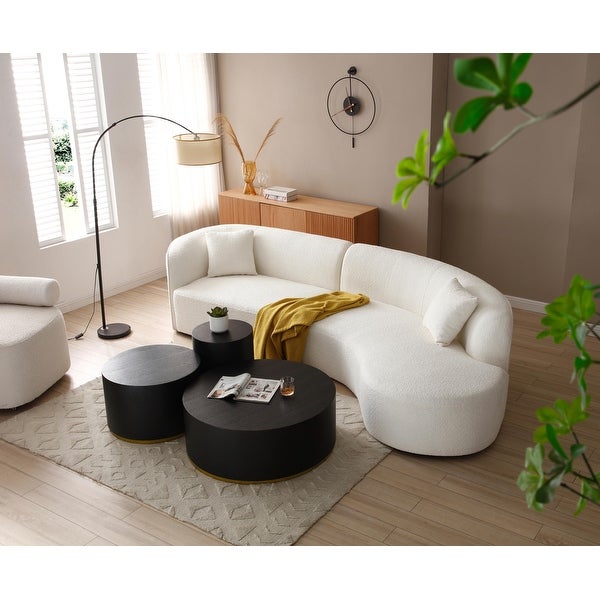 Modern Round Coffee Table with High-end Walnut Finish， Side Table for Living Room， No Assembly