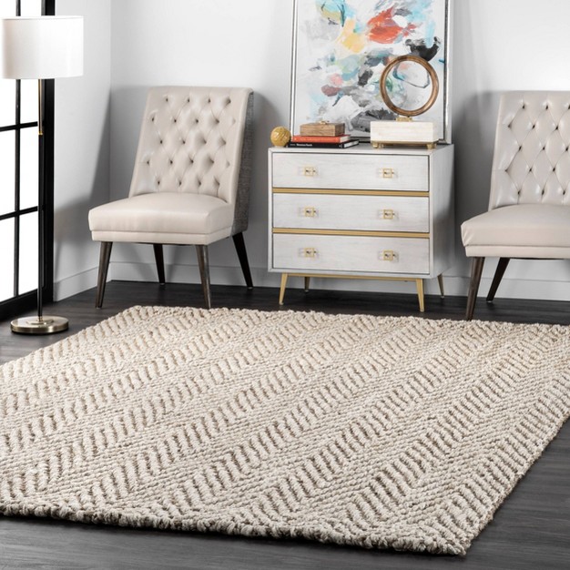 Vania Chevron Jute Area Rug Nuloom