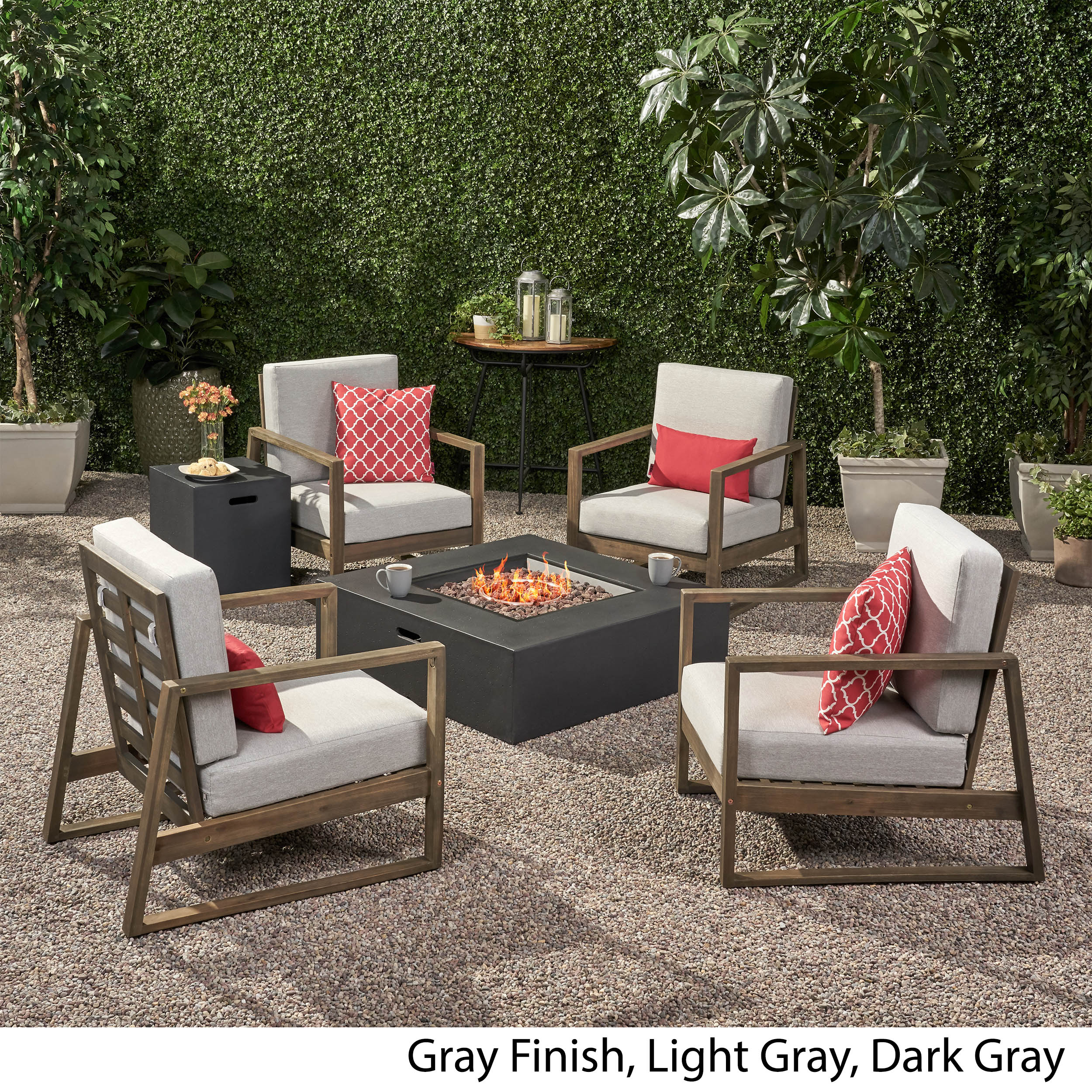 Marlee Outdoor 4 Seater Chat Set with Fire Pit