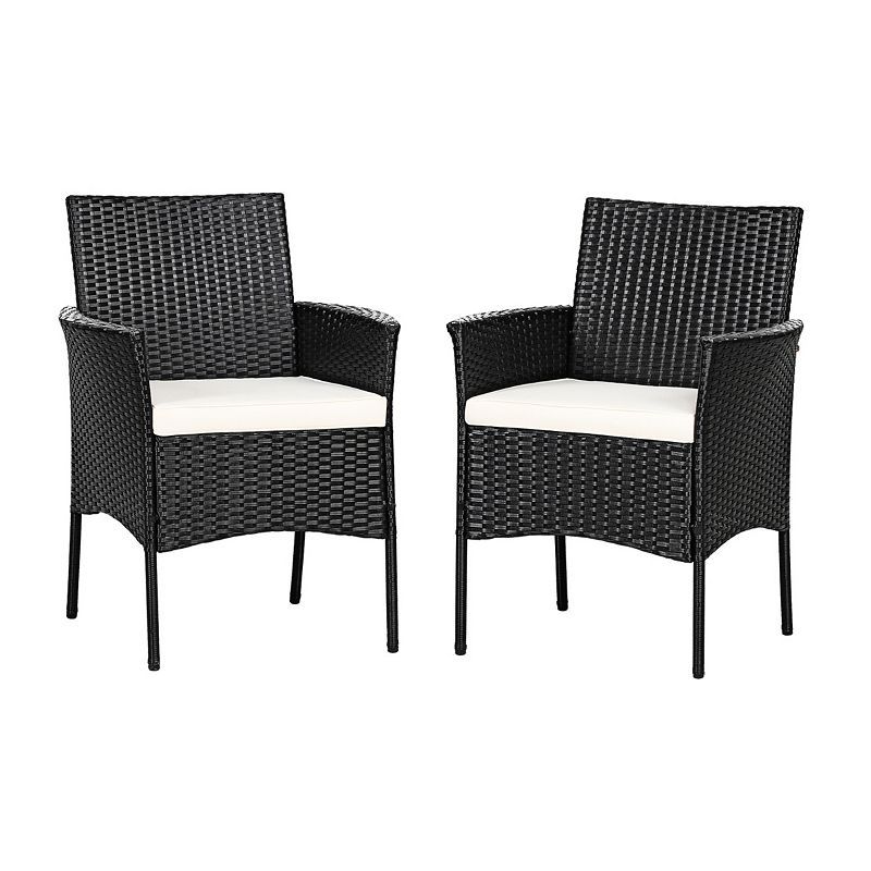 2 Pieces Patio Wicker Chairs with Cozy Seat Cushions