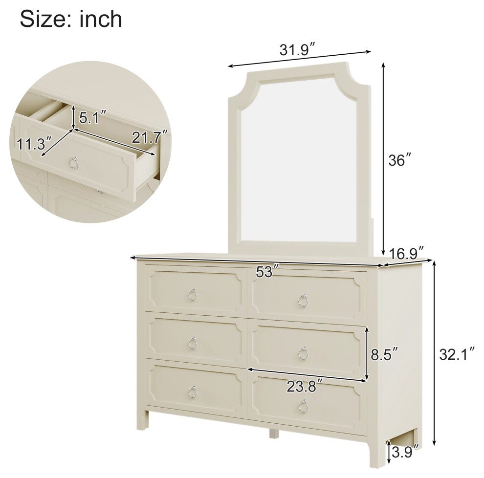 Gewnee Milky White Rubber Wooden Dresser Six Large Drawers   Modern   Accent Chests And Cabinets   by GEWNEE INC  Houzz