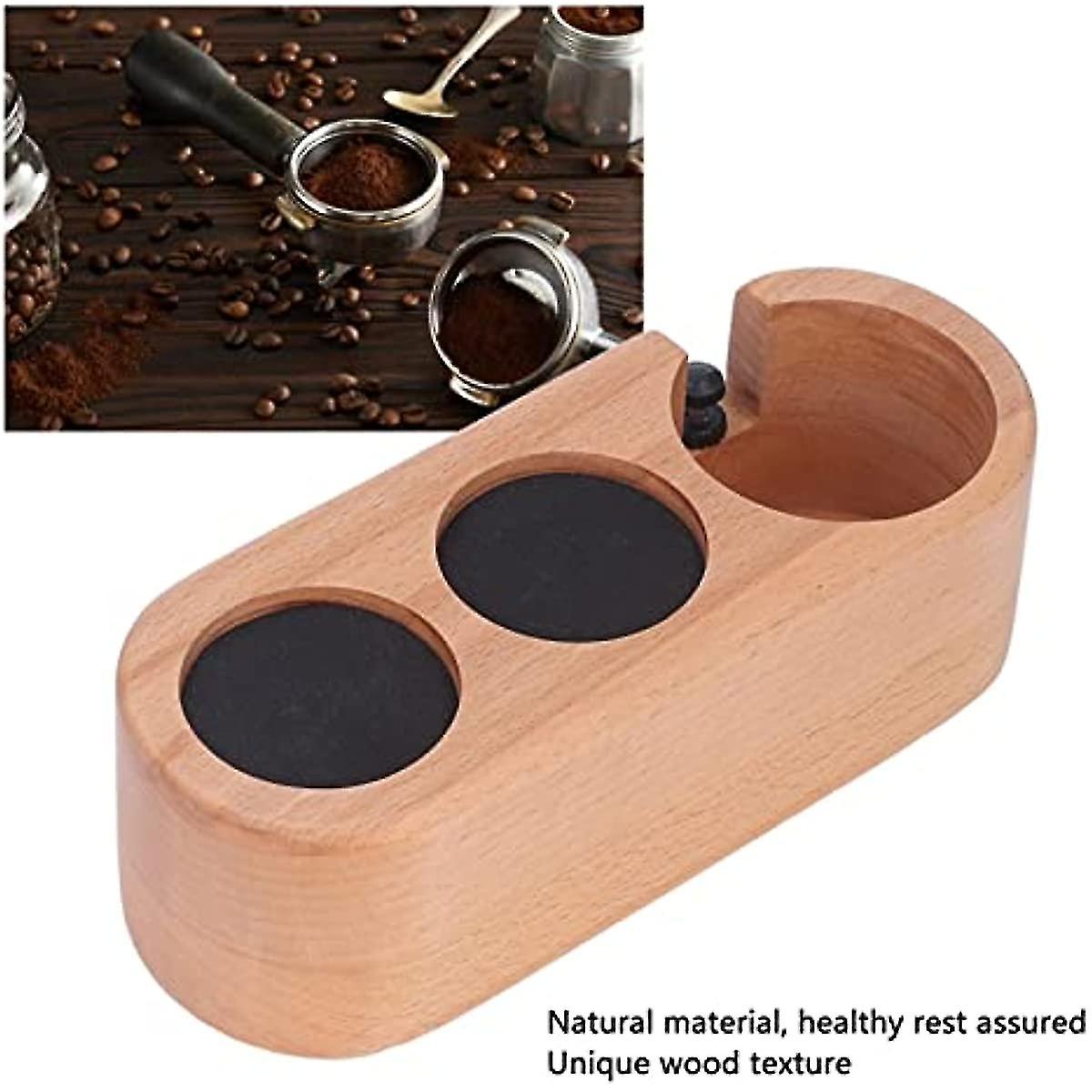 Coffee Tamper Holder Coffee Tamper Station Wooden Base Bar Tamper Storage Stand Holder 3 Holes 58mm For Kitchen Restaurant Espresso Coffee Maker