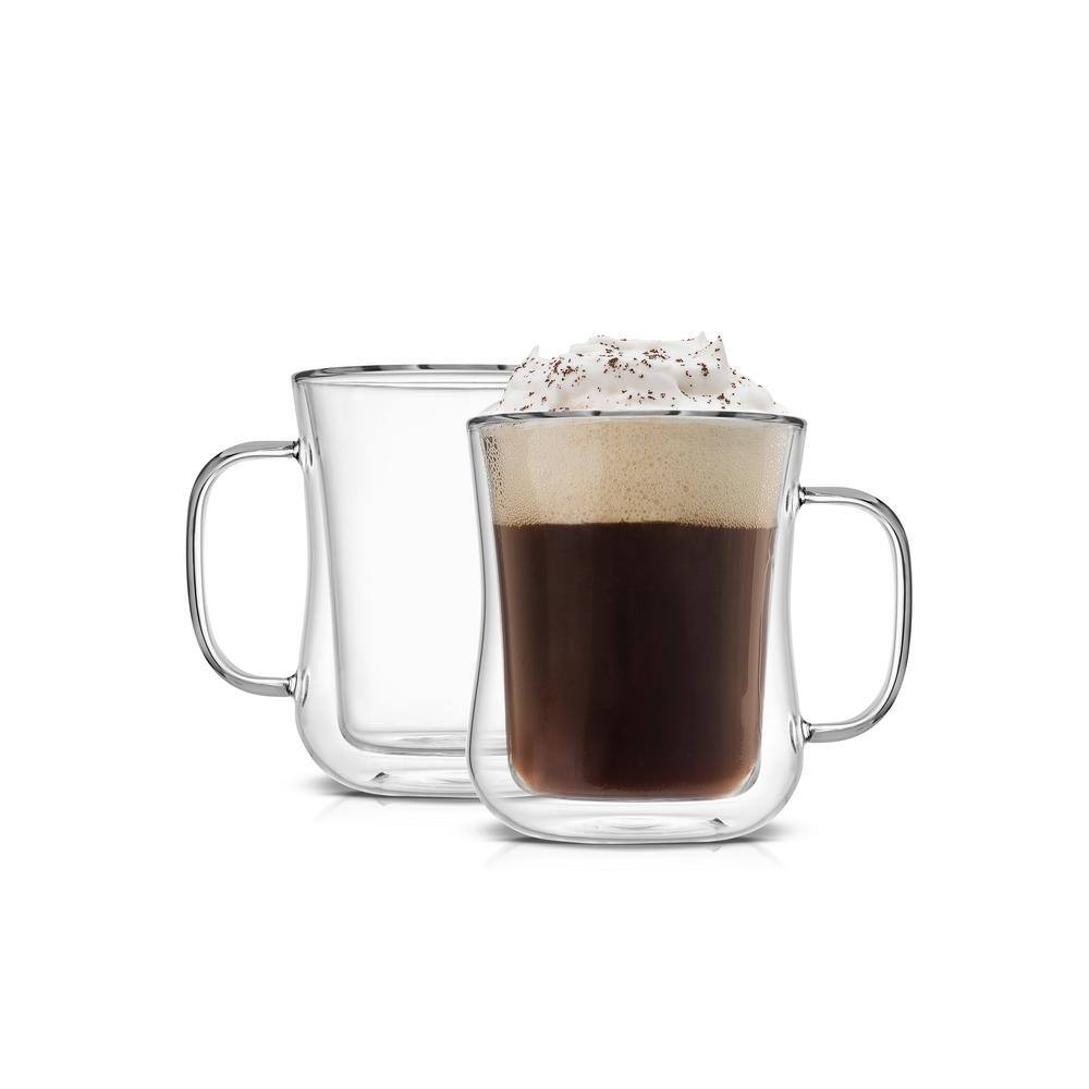 JoyJolt Diner Double Wall Insulated Coffee Mug Glasses - Set of 2 JG10288