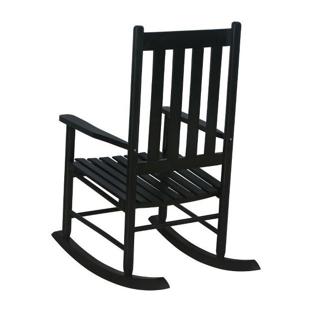 Simple Relax Wooden Rocking Chair With Slatted Backrest In Black