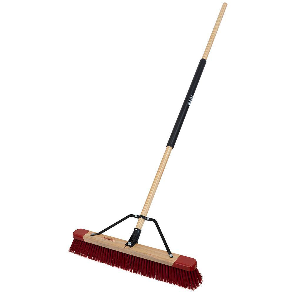 HARPER 24 in. Premium All-Purpose HardwoodSteel Handle Push Broom for Dirt Soil Mulch Grass and Oil Dry 20201041