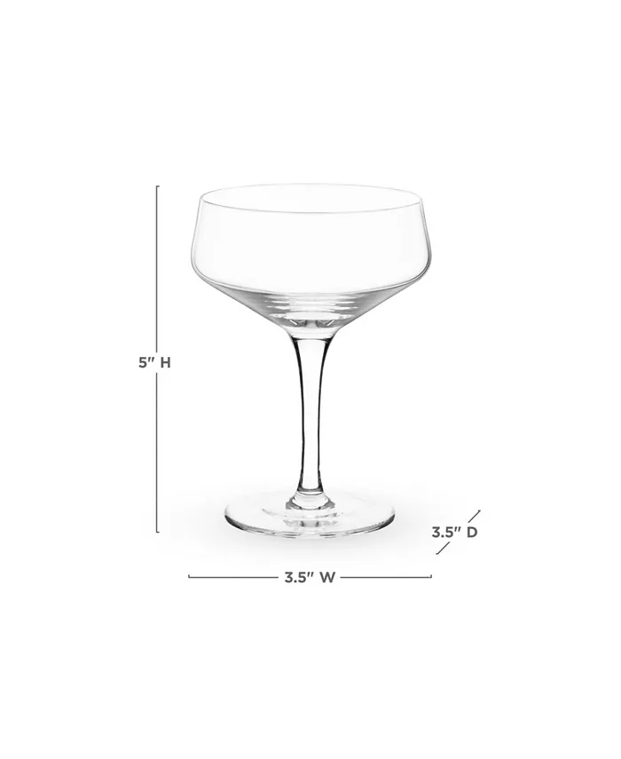 Viski Raye Angled Crystal Coupe Glasses Set of 2 7 Oz