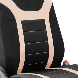 FH Group Fabric 47 in. x 23 in. x 1 in. Full Set Sports Car Seat Covers DMFB070BEIGE115