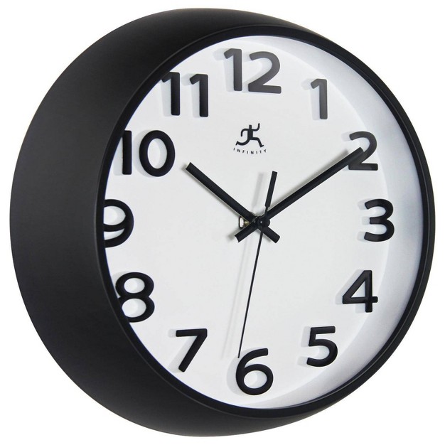 Raised Numeral Wall Clock Black Infinity Instruments