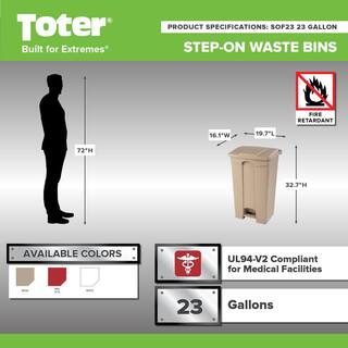 Toter 23 Gallon Beige Fire Retardant Step-On Trash Can SOF23-00BEI