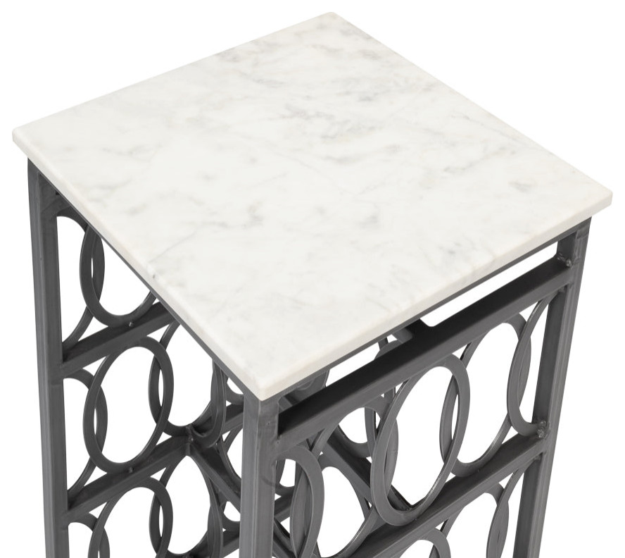 Olympia Square End Table White Marble Top   Traditional   Side Tables And End Tables   by Sideboards and Things  Houzz