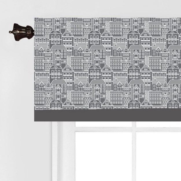 Bacati Cityscape White gray Window Valance