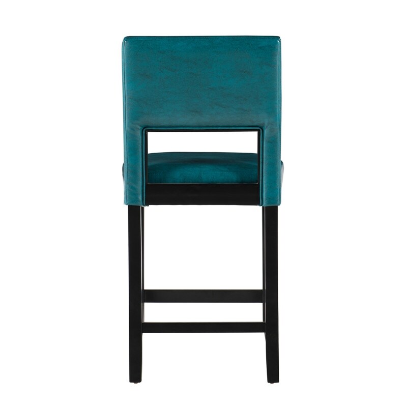 Linon Zeta Ocean Blue Fabric Stationary Counter Stool