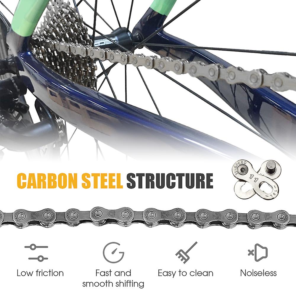 Bike Chain 8 Speed Bicycle Chain 1/2 X 3/32 Inch 116 Links Steel High Strength Bike Derailleur Chain Black