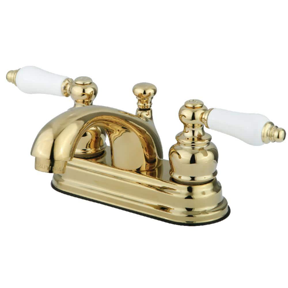 Kingston Brass Magellan 4 in Centerset 2Handle Bathroom Faucet in Polished Brass