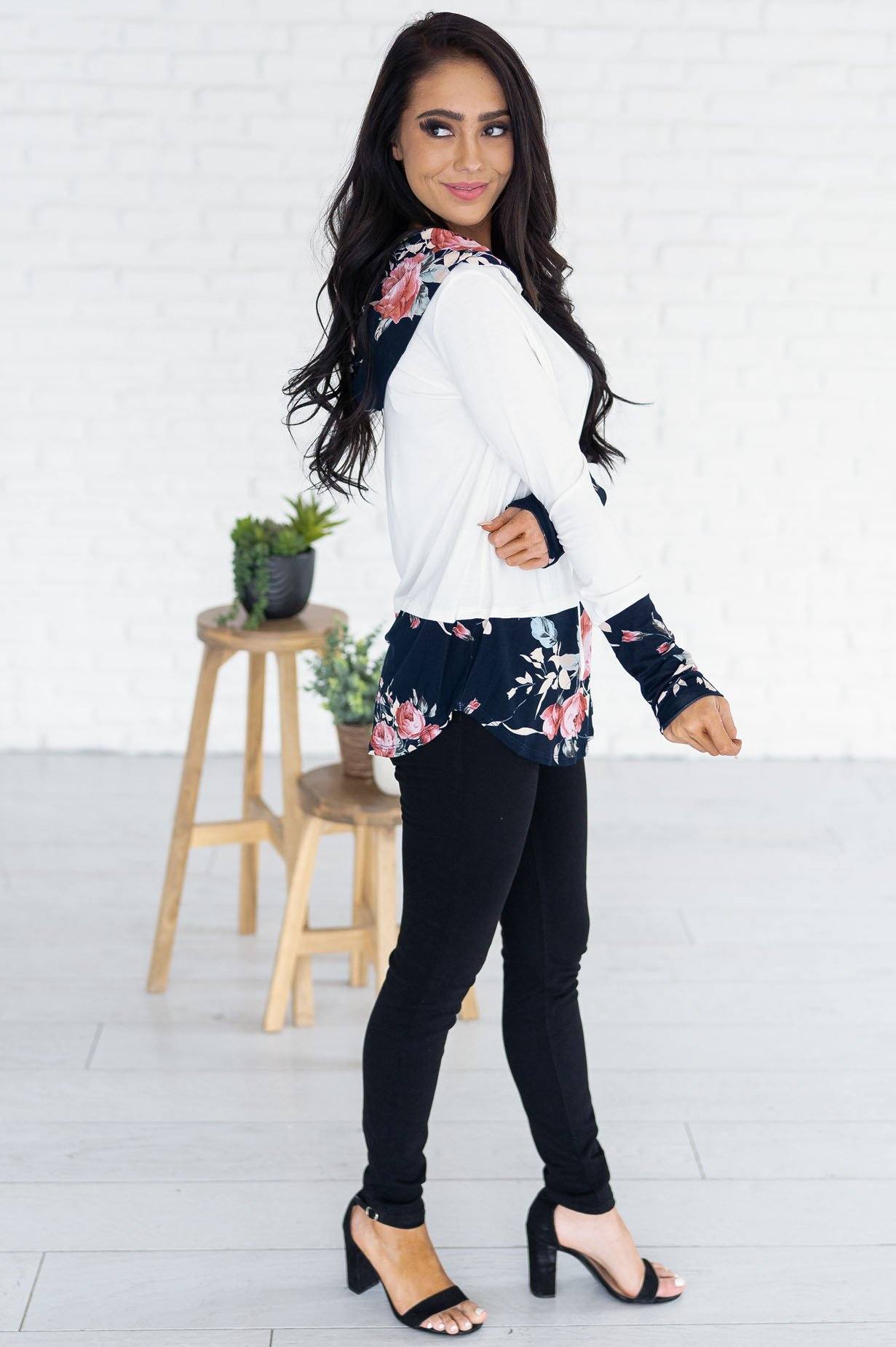 Midnight Blooms Modest Hoodie