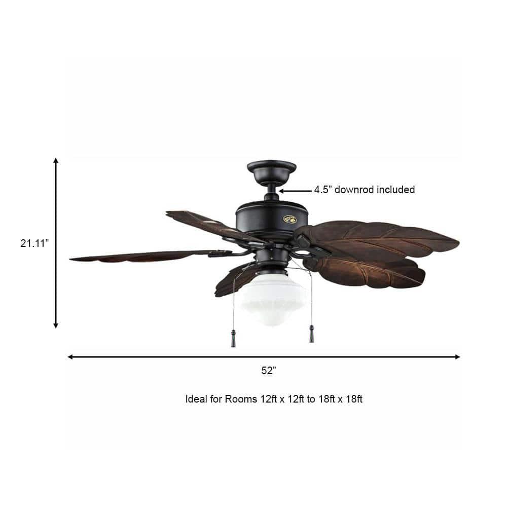 Hampton Bay Nassau 52 in IndoorOutdoor LED Gilded Iron Wet Rated Ceiling Fan with Light Kit and 5 Weather Resistant Blades