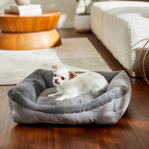 Frisco Herringbone Cuffed Cuddler Dog and Cat Bed