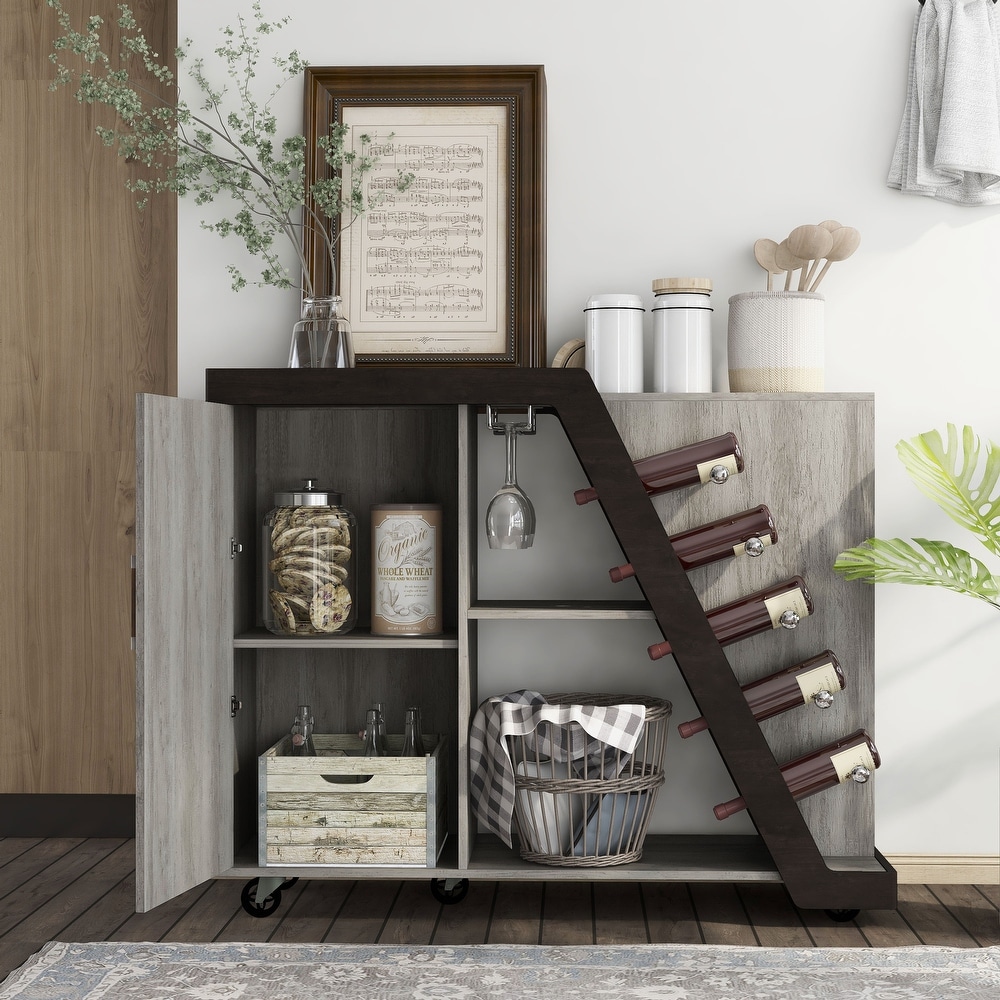 Furniture of America Tern Modern 6 shelf Mobile Wine Cabinet