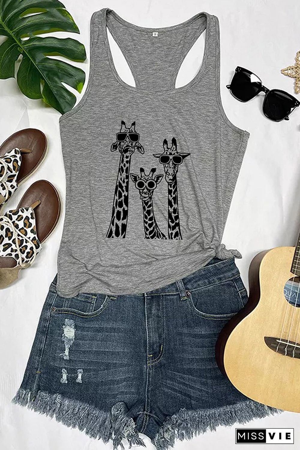 funny Giraffes with glasses Sleeveless Tank Top Wholesale