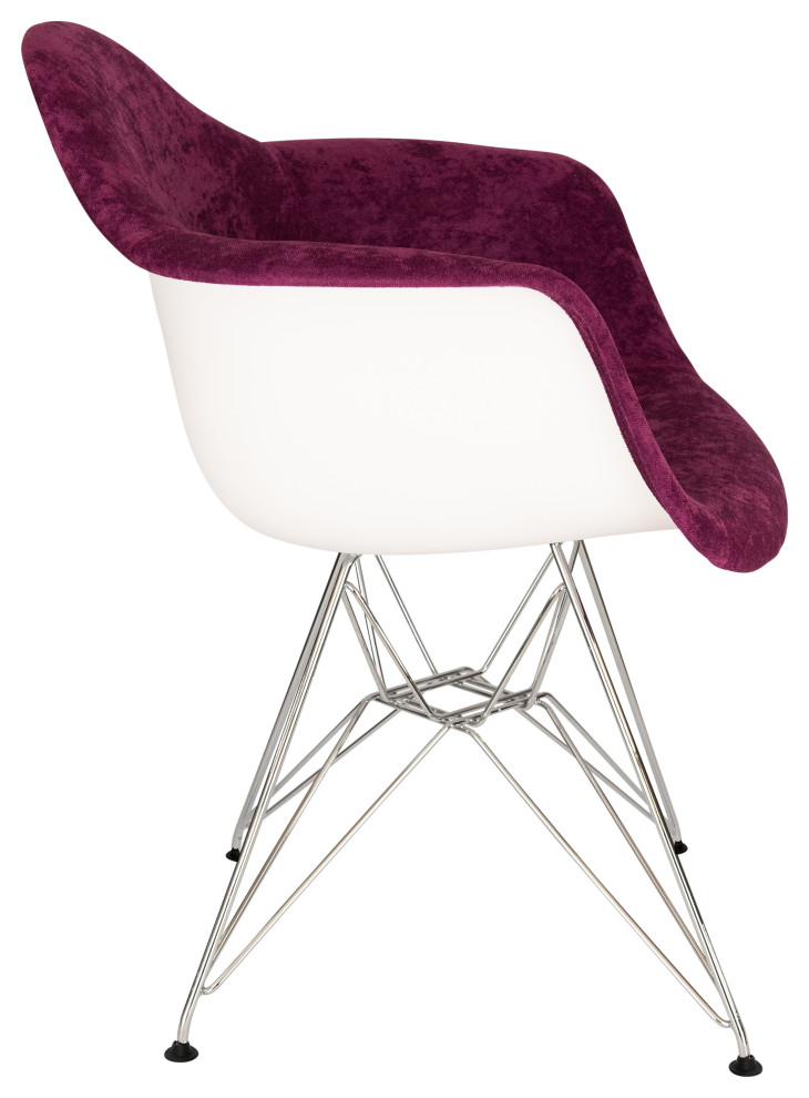 Willow Velvet Accent Armchair Chrome Eiffel Base   Midcentury   Dining Chairs   by LeisureMod  Houzz