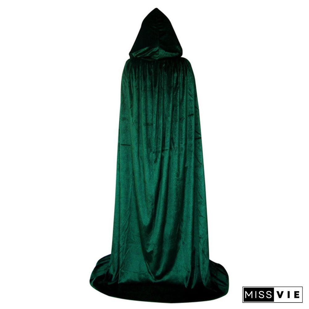 Women Gothic Hooded Velvet Cloak Robe Medieval Witchcraft Cape Halloween Cosplay Costume Masquerade Party Fancy Dress Carnival S-XL