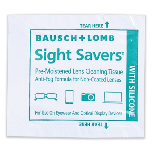 Bausch and Lomb Sight Savers Pre-Moistened Anti-Fog Tissues with Silicone， 8 x 5， 100/Box (8576)