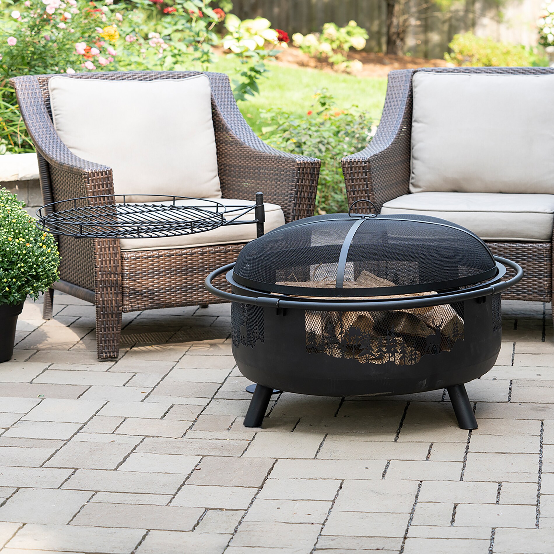 Blue Sky Outdoor Living WBFB36SG-MD 36-in W Black Steel Wood-Burning Fire Pit