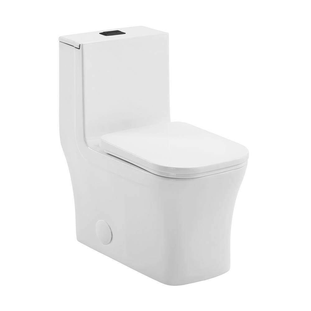 Swiss Madison Concorde 1-piece 1.11.6 GPF Dual Flush Elongated Toilet in Glossy White with Black Hardware Seat Included SM-1T106HB