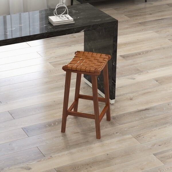 Andy Mid-Century Leather Upholstered Bar Stool