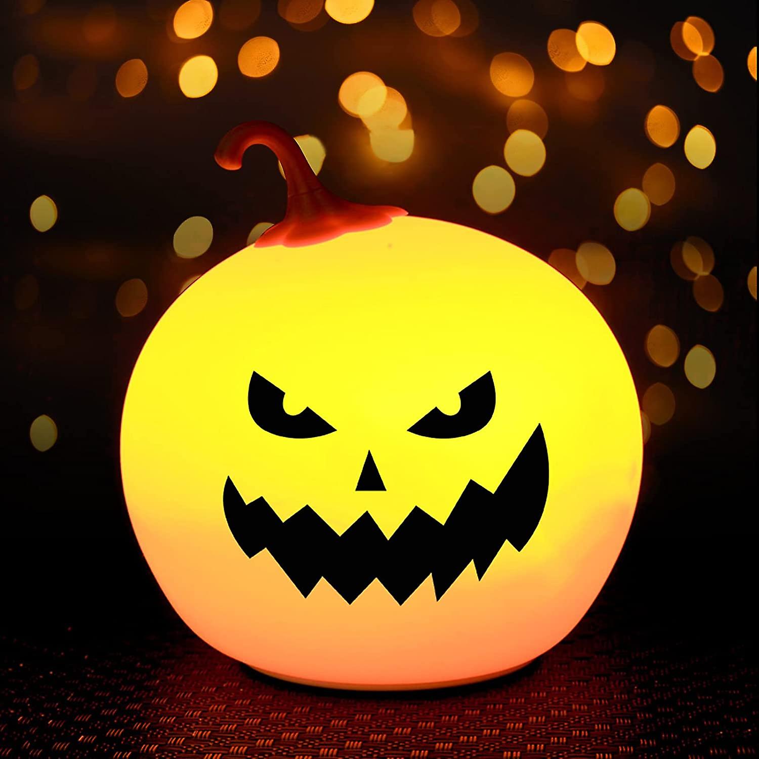 Liangnv Halloween Pumpkin Lights Cute Night Light For Kids 7 Color Changing Silicone Touch Baby Nursery Night Light Battery Powered Rechargeable Cute