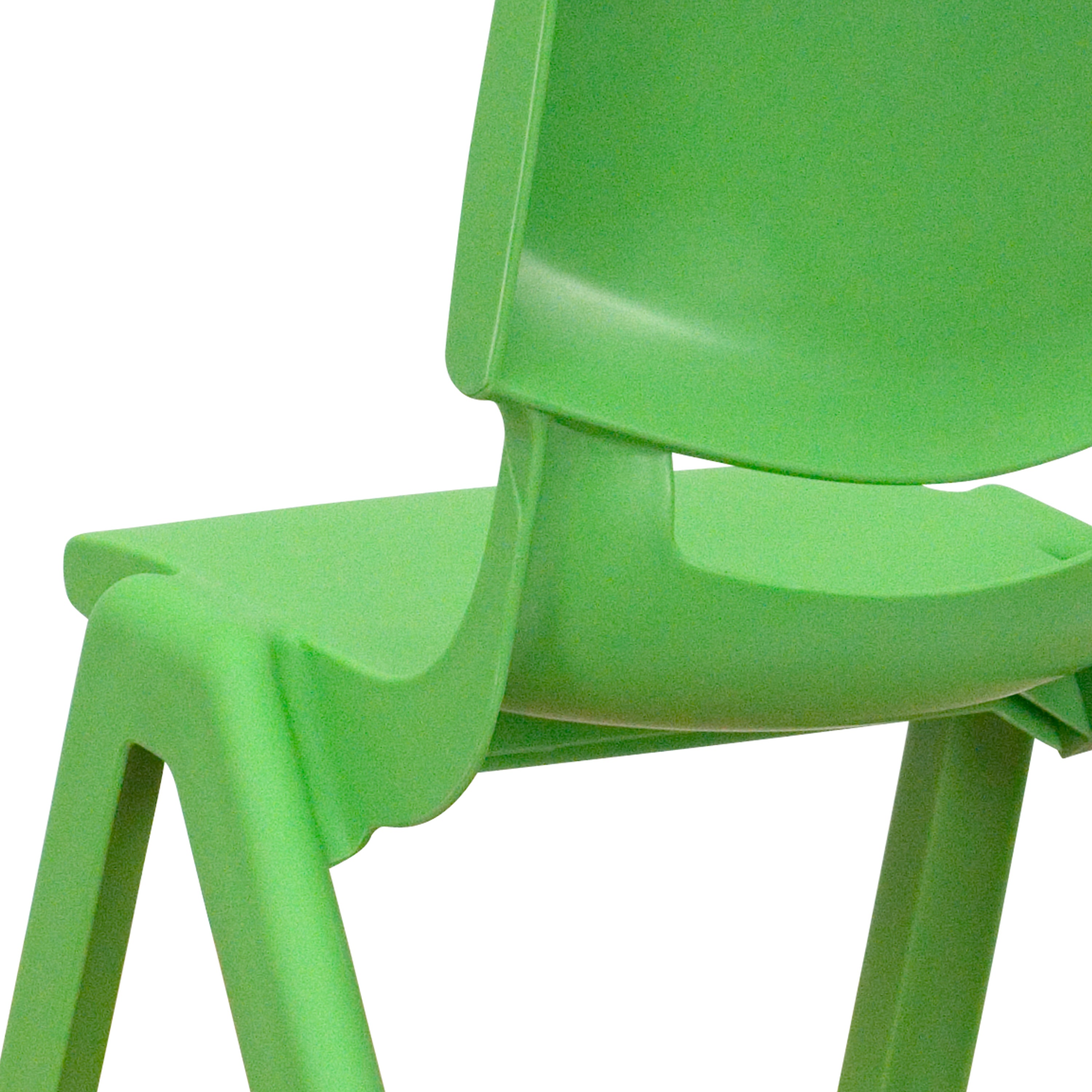 BizChair 2 Pack Green Plastic Stackable School Chair with 10.5'' Seat Height