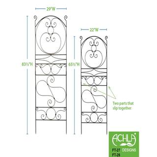 ACHLA DESIGNS 83.5 in. Tall Roman Bronze Powdercoat Traditional Ferro Firenze Garden Trellis FT-28