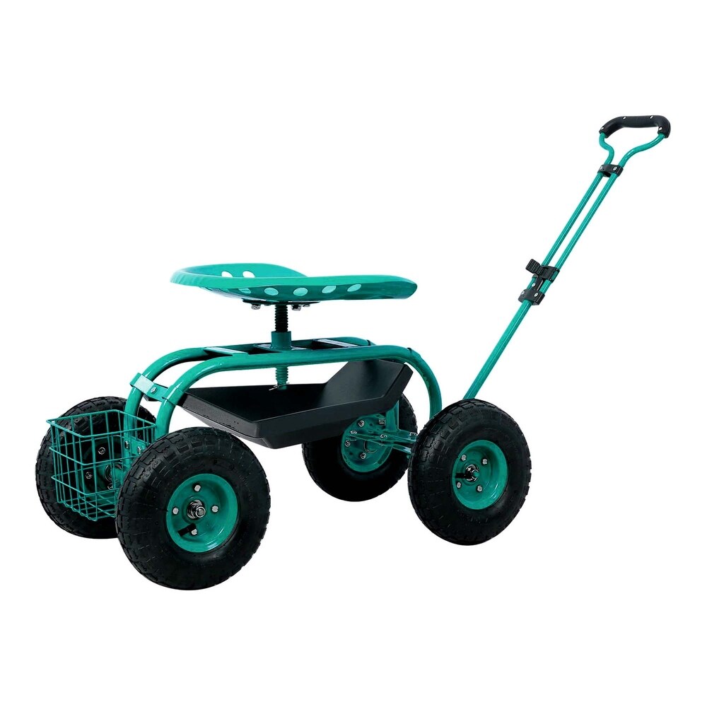 Rolling Gardening Chair Cart with Wheels  360 Swivel Rolling Scooter   42.5\