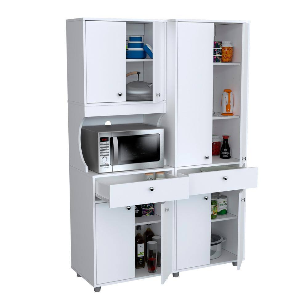 Inval Ready to Assemble 47.2 in. W x 70.5 in. H x 17 in. D Kitchen Storage Utility Cabinet in White (2-Piece) KS-GP3