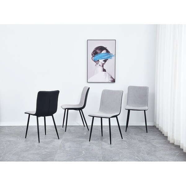 4 Pieces Dining Chair Set， Dining Chair with Metal Legs and Fabtic Cushion